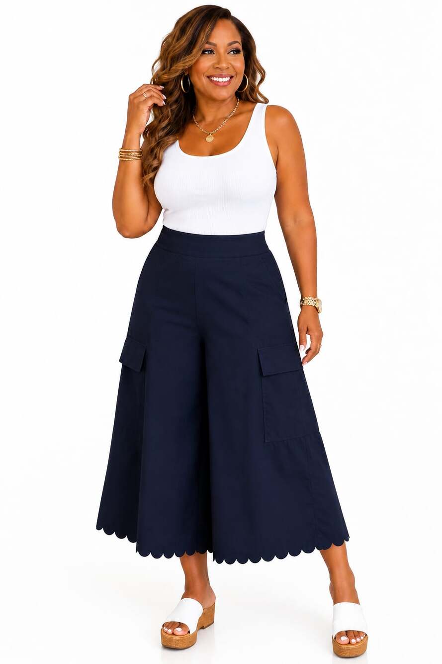 See By Chloé Navy Cotton Cargo Culottes Size 34